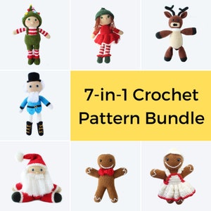 Christmas Buddies Collection - Crochet Pattern Bundle - Amigurumi Santa, christmas elf plushies, gingerbread people, nutcracker, reindeer
