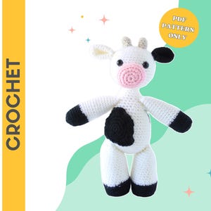 CROCHET PATTERN: Bonnie the Cow Plushie | crochet pattern, stuffed animal, amigurumi pattern, plushie, strawberry cow, cow, digital download