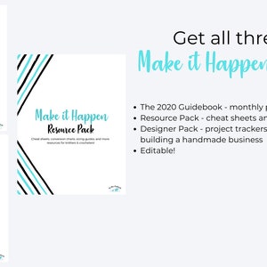 Make it Happen: Resource Pack BLUE VERSION Knitting, Crochet Cheat Sheets, Sizing Guides, Organizer, Digital download, PDF For Makers image 9