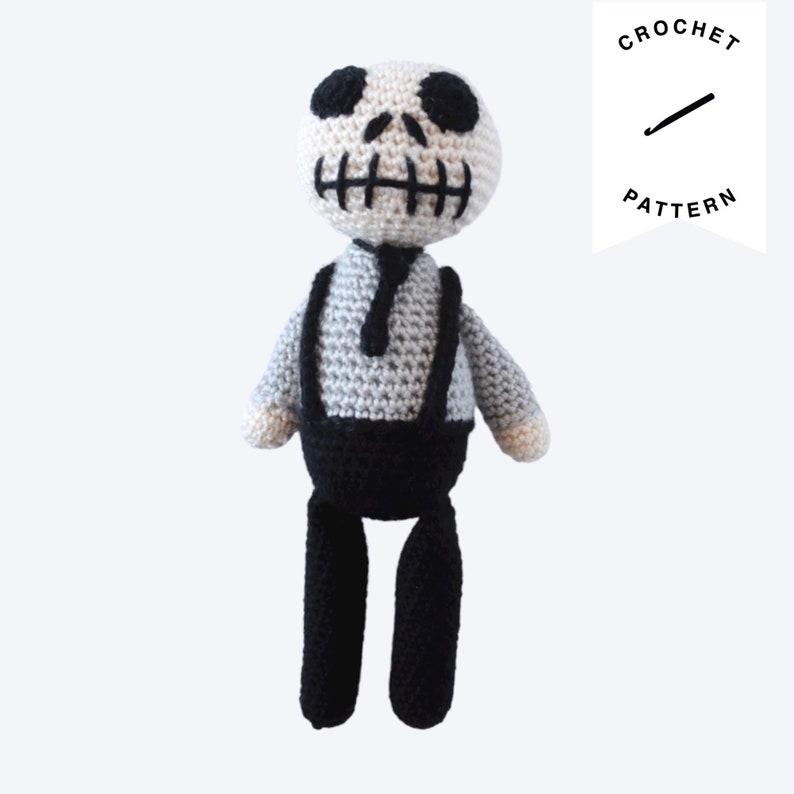 HAAKPATROON: Carlo het skelet gehaakt monster, amigurumi patroon, gehaakt speelgoed, handgemaakt, amigurumi, halloween, digitale download afbeelding 1