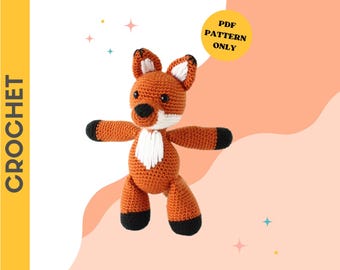 CROCHET PATTERN: Finn the Fox | crochet fox, stuffed animal, amigurumi pattern, crochet toys, handmade, amigurumi, fox cub, digital download
