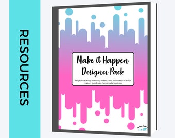 Make it Happen: Designer Pack [PINK VERSION] Knitting, Crochet Cheat Sheets, WIP tracker, Organizer, Digital download, pdf For Makers