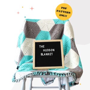 Hexagon Baby Blanket [Crochet Pattern]. Handmade Blanket. Crochet Afghan Pattern. Fleece lined. Crochet Border. Coming Home Gift Boy or Girl