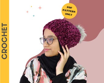 CROCHET PATTERN: Juliet Beanie | handmade, crochet hat pattern, slouchy beanie, digital download, gift for women, gift for her, PDF, velvet