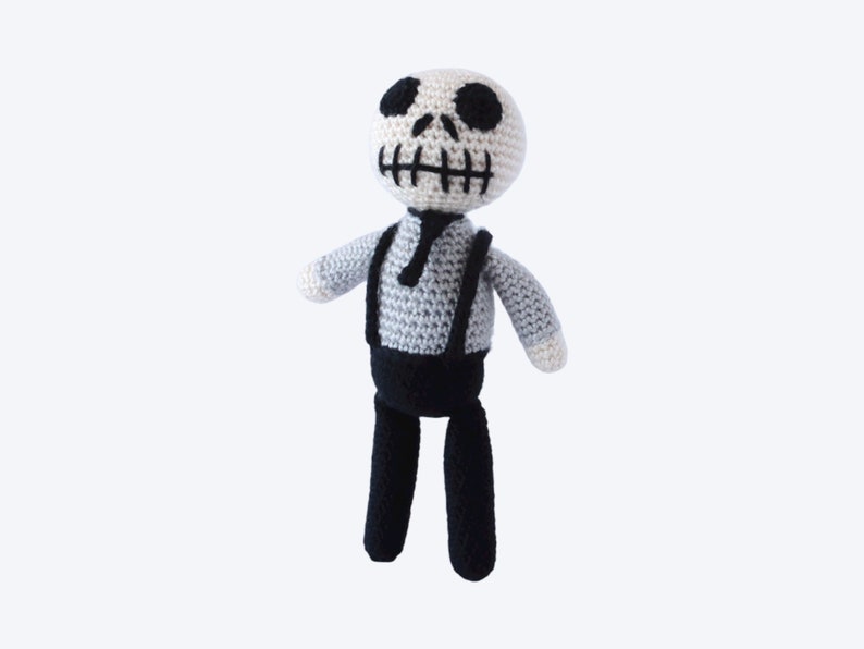 HAAKPATROON: Carlo het skelet gehaakt monster, amigurumi patroon, gehaakt speelgoed, handgemaakt, amigurumi, halloween, digitale download afbeelding 2