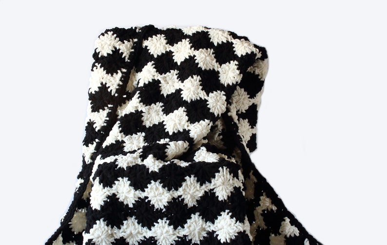 black and white super chunky handmade crochet throw blanket pattern CROCHET PATTERN: Sofie/'s Throw digital download crochet throw