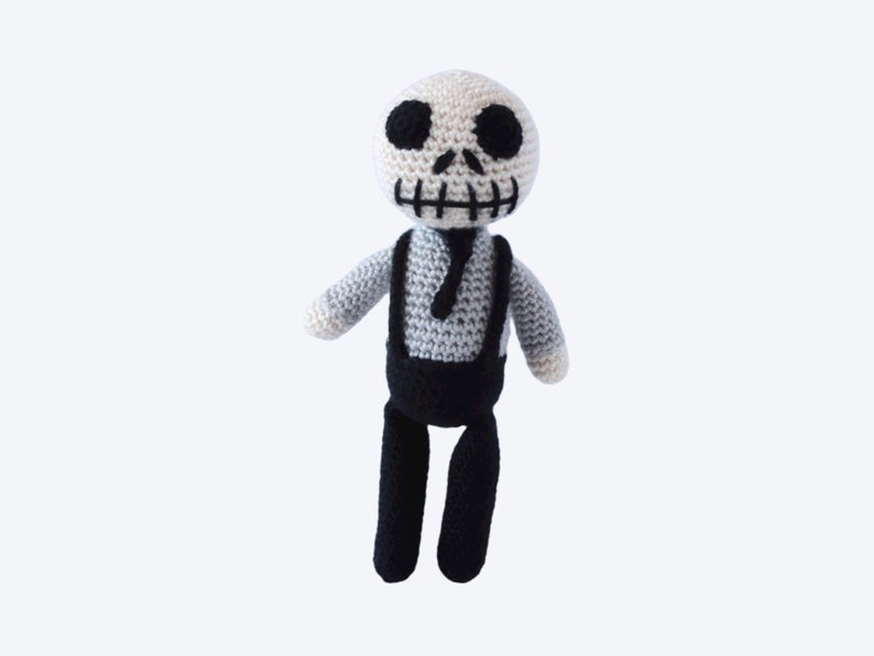 HAAKPATROON: Carlo het skelet gehaakt monster, amigurumi patroon, gehaakt speelgoed, handgemaakt, amigurumi, halloween, digitale download afbeelding 4