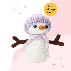 VIRKMÖNSTER: Lucy snögubben plysch | virkmönster, gosedjur, amigurumimönster, plysch, vinter, digital nedladdning, vinter