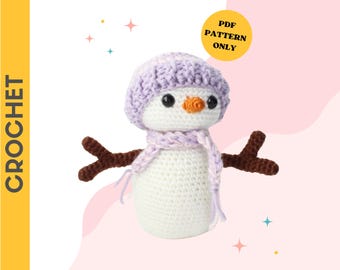 CROCHET PATTERN: Lucy the Snowman Plushie | crochet pattern, stuffed animal, amigurumi pattern, plushie, winter, digital download, winter