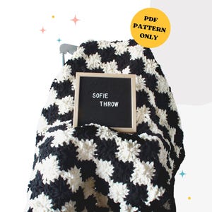 CROCHET PATTERN: Sofie's Throw | crochet throw blanket, pattern, digital download, handmade, black and white, super chunky, crochet throw
