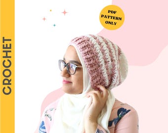 CROCHET PATTERN: Rosebud Slouchy Beanie | handmade, crochet hat pattern, slouchy beanie, digital download, gift for women, gift for her, PDF
