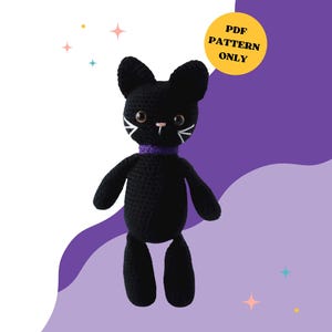CROCHET PATTERN: Bella the Black Cat | plushie, stuffed animal, amigurumi pattern, crochet toy, handmade, Halloween, digital download, PDF
