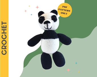 CROCHET PATTERN: Pudge the Panda Bear | crochet bear, stuffed animal, amigurumi pattern, crochet toy, handmade, panda, digital download, PDF