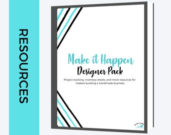 Make it Happen: Designer Pack [BLUE VERSION] Knitting, Crochet Cheat Sheets, WIP tracker, Organizer, Digital download, pdf For Makers