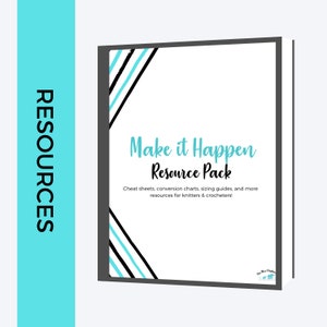 Make it Happen: Resource Pack BLUE VERSION Knitting, Crochet Cheat Sheets, Sizing Guides, Organizer, Digital download, PDF For Makers image 1