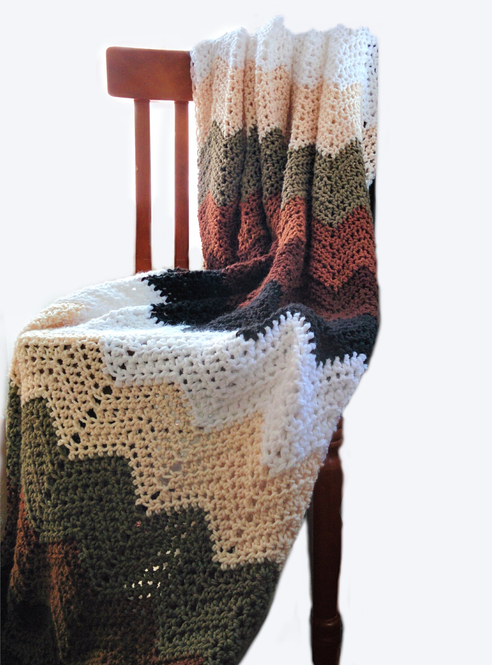 Mocha Ripple Throw crochet Pattern. Chevron. Handmade Etsy