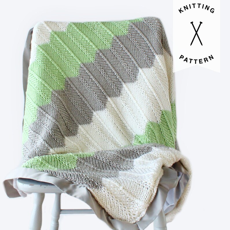 KNITTING PATTERN Rameez Baby Blanket Knit Chevron Blanket Etsy