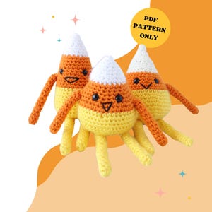 CROCHET PATTERN: Candy Corn Kids Plushies | crochet plush, amigurumi pattern, crochet toy, handmade, Candy corn, halloween, digital download