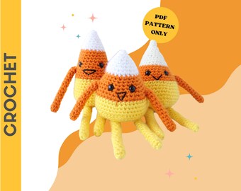 CROCHET PATTERN: Candy Corn Kids Plushies | crochet plush, amigurumi pattern, crochet toy, handmade, Candy corn, halloween, digital download