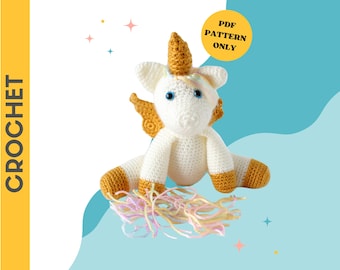 PADRÃO DE CROCHÊ: Aurora, o Unicórnio, Crochê V2 | padrão de crochê, bicho de pelúcia, padrão de amigurumi, pelúcia, unicórnio, download digital