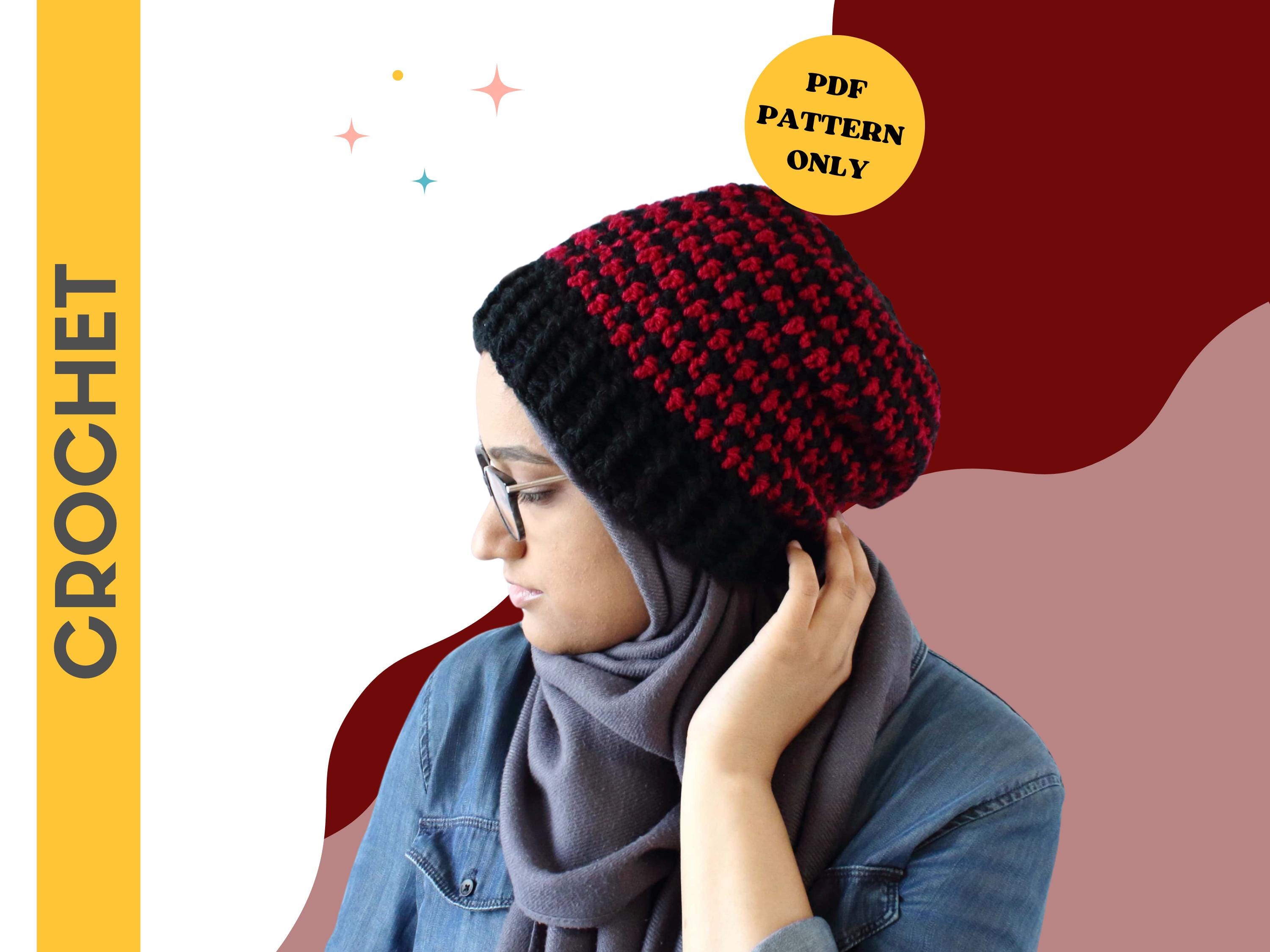 Handmade Crochet Ladies Houndstooth Beanie. Houndstooth crochet beanie design idea main image 4