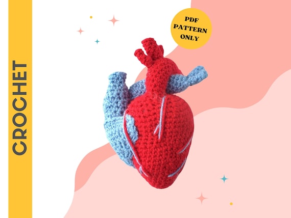 CROCHET PATTERN: Realistic Heart | crochet pattern, heart pattern, crochet toys, handmade, crochet heart, digital download, anatomical heart