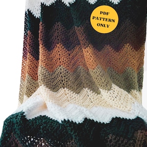 CROCHET PATTERN: Mocha Ripple Crochet throw | crochet throw blanket, pattern, digital download, handmade, pattern, housewarming gift, PDF