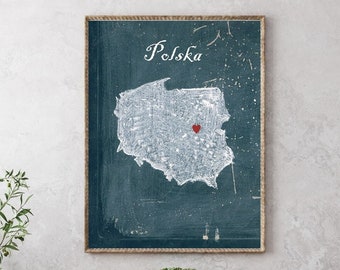Poster map of poland,polish map,polska,polish gift,home decor