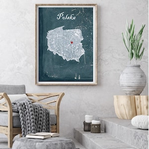 Poster map of poland,polish map,polska,polish gift,home decor