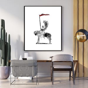 Póster de húsar alado polaco, idea de regalo, arte minimalista, arte popular polaco, arte histórico, póster militar