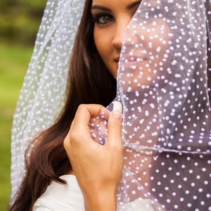Eliza Polka Dot Wedding Veil, Swiss Dot Bridal Veil, Dotted Veil, White or Ivory image 1