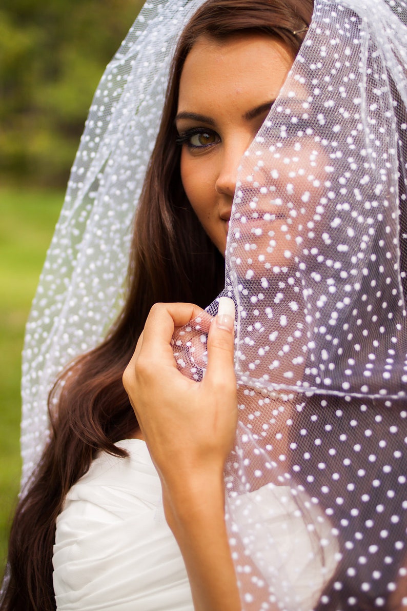 Eliza Polka Dot Wedding Veil, Swiss Dot Bridal Veil, Dotted Veil, White or Ivory image 1