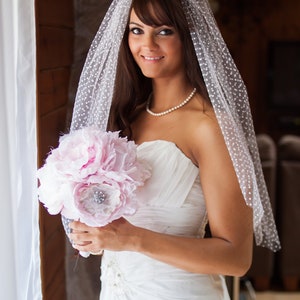 Eliza Polka Dot Wedding Veil, Swiss Dot Bridal Veil, Dotted Veil, White or Ivory image 2