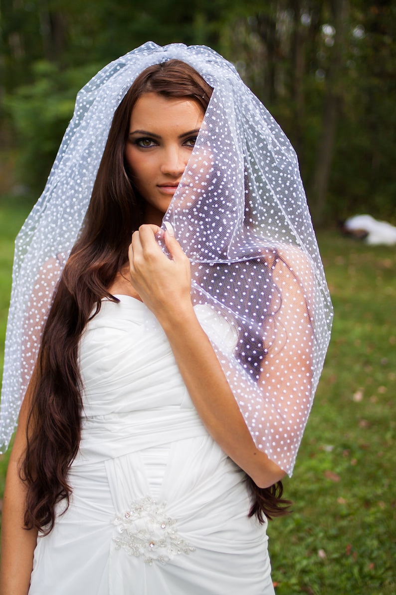 Eliza Polka Dot Wedding Veil, Swiss Dot Bridal Veil, Dotted Veil, White or Ivory image 5