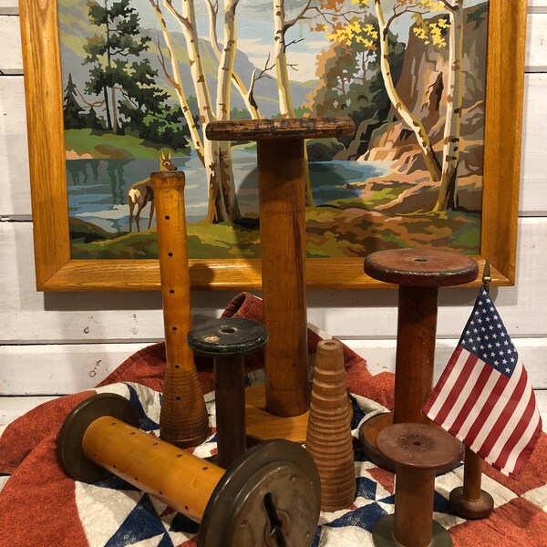 Antique Wooden Spools