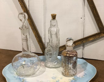 Antique Blown Glass Decanter Perfume Bottle