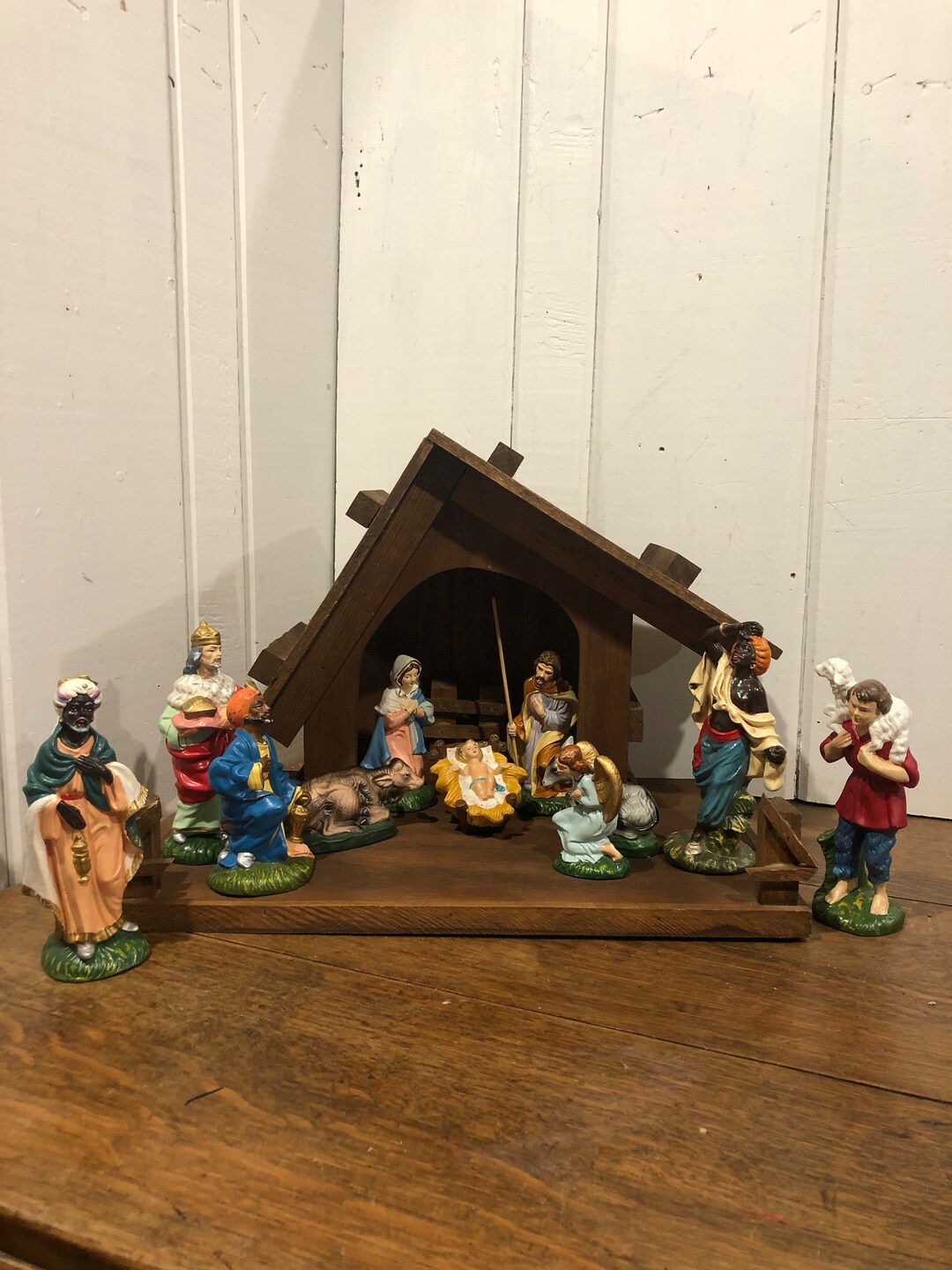 Vintage Japan Nativity Scene Set With Manger Etsy