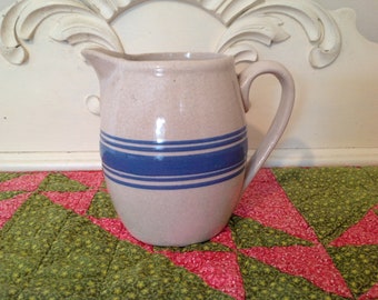 Blue Stripe Stoneware Pitcher