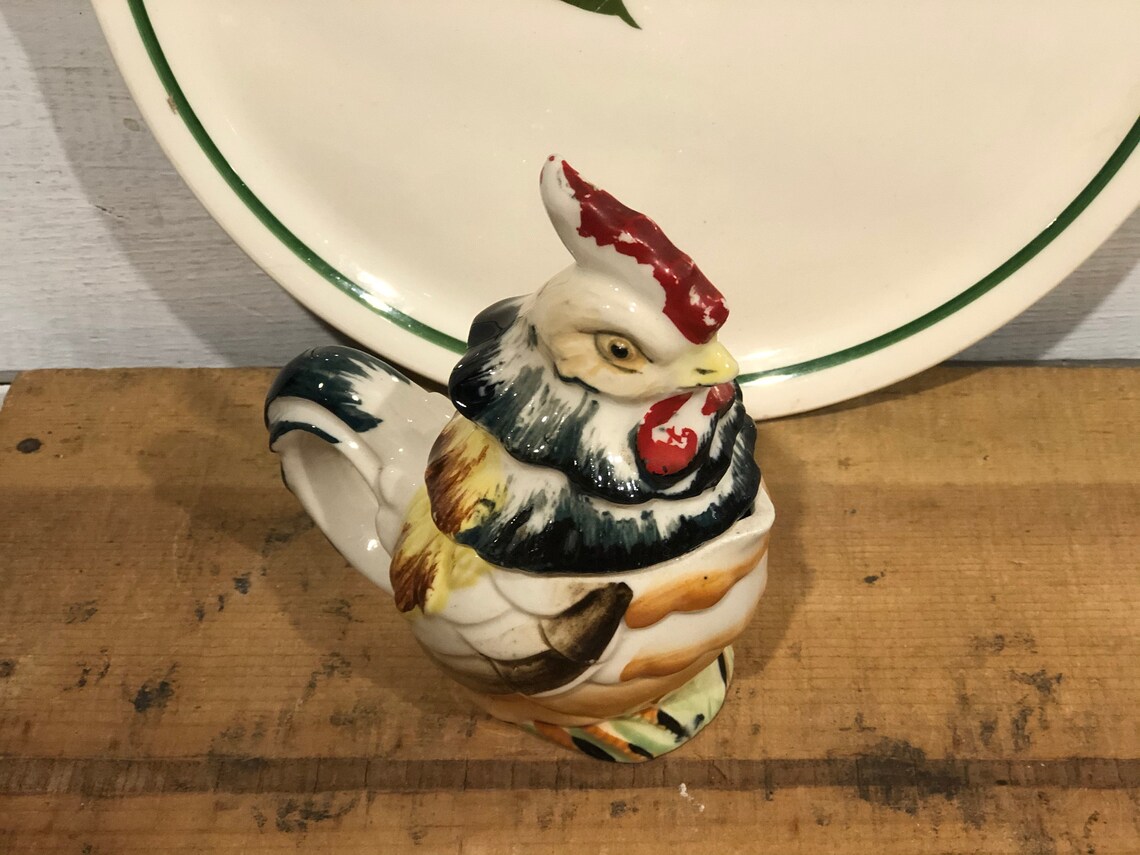Vintage Rooster Chicken Sugar Creamer Set Etsy UK