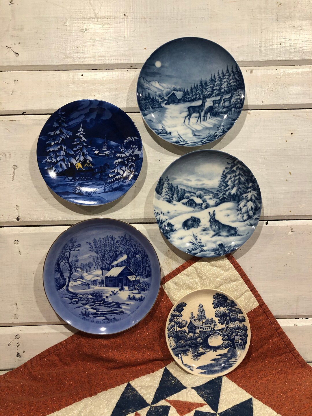 Vintage Blue and White Plates German Japan - Etsy