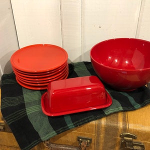 Vintage German Waechtersbach Serving Bowl, Dessert Plates & Butter Dish