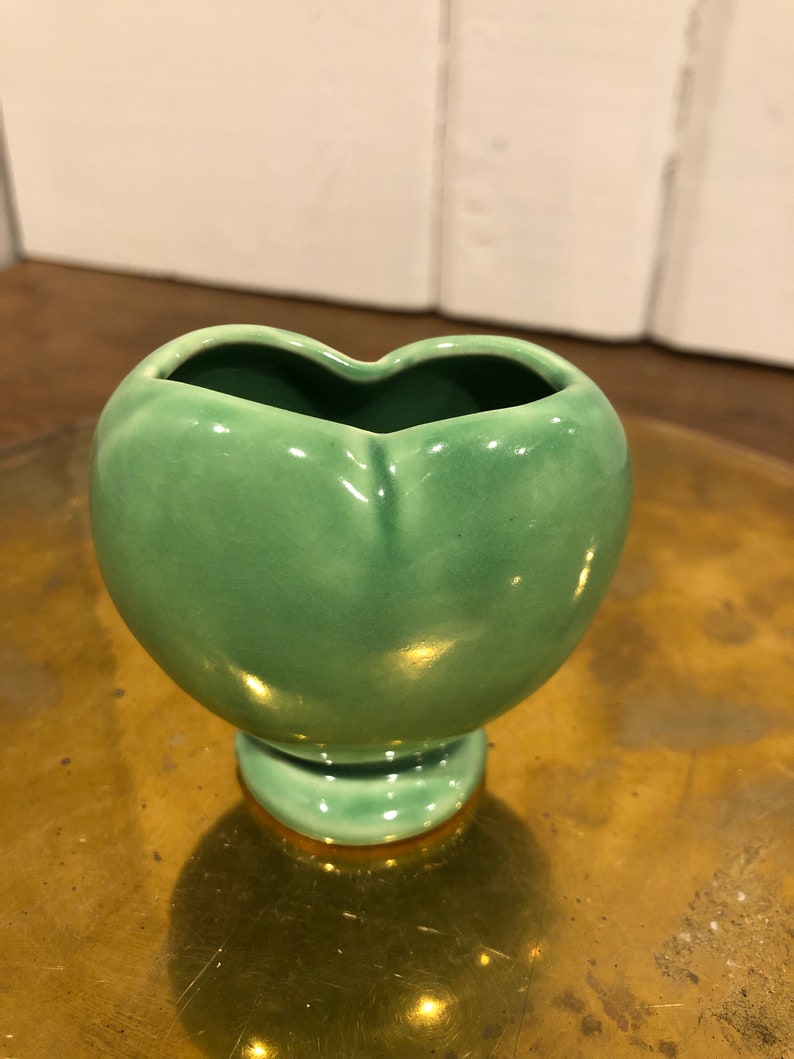 Vintage USA Shawnee McCoy Delft Toothpick Holder Green Heart