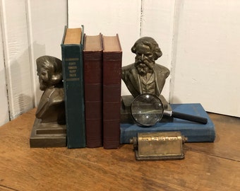 Vintage Perpetual Calendar, Longfellow Bookends, Magnifying Glass