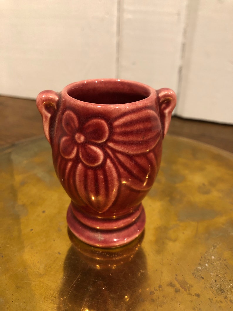 Vintage USA Shawnee McCoy Delft Toothpick Holder Red Vase