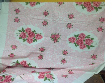 Vintage Pink Roses Table Cloth