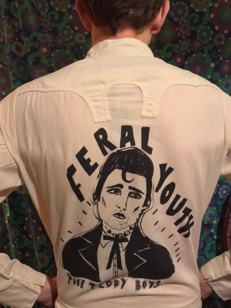 Image of S/M True Vintage Western 1970S Shirt, Red Rider Label, Line Dancing Cowboy, Cowgirl, Teddy Boy