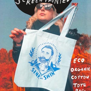 Sink or swim unisex Tote bag, sailor bag, fisherman Handbag, nautical vintage tattoo eco bag, earth positive, eco friendly