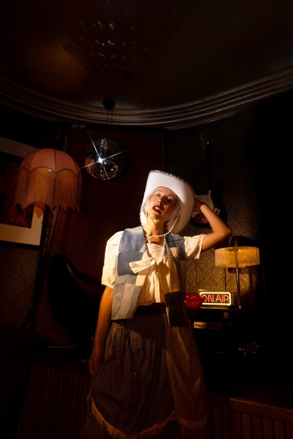 Handmade Upcycled Denim Patchwork Vest: Coquette … - image 4