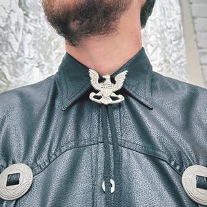 Cowboy eagle 1980s bolo tie, bootlace, cowboy, cowgirl, vintage necktie, line dancing, rockabilly boot