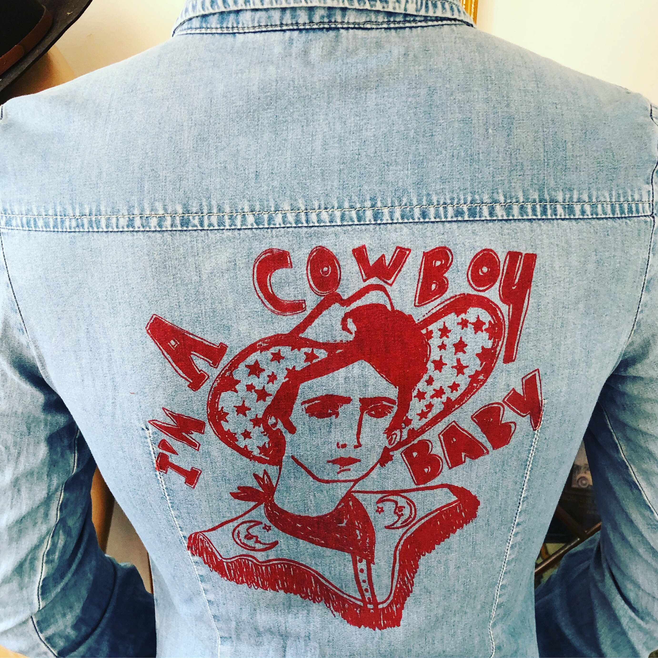 Image of Small/Medium Vintage Western 1990S Shirt, Denim, Line Dancing Cowboy, Cowgirl, Teddy Boy Usa Wear